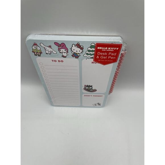 2024 Sanrio Hello Kitty & Friends Christmas Desk Pad Gel Pen Set 100 To Do Notes - Picture 7 of 9